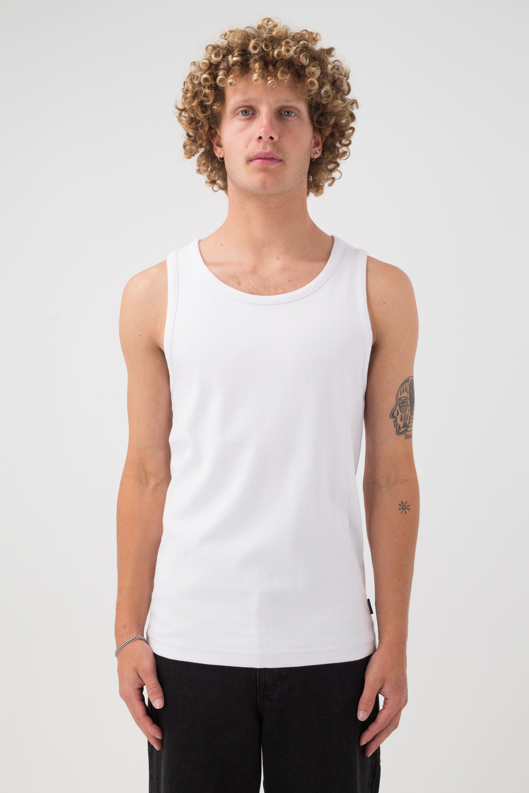 Afends Paramount Recycled Rib Singlet White