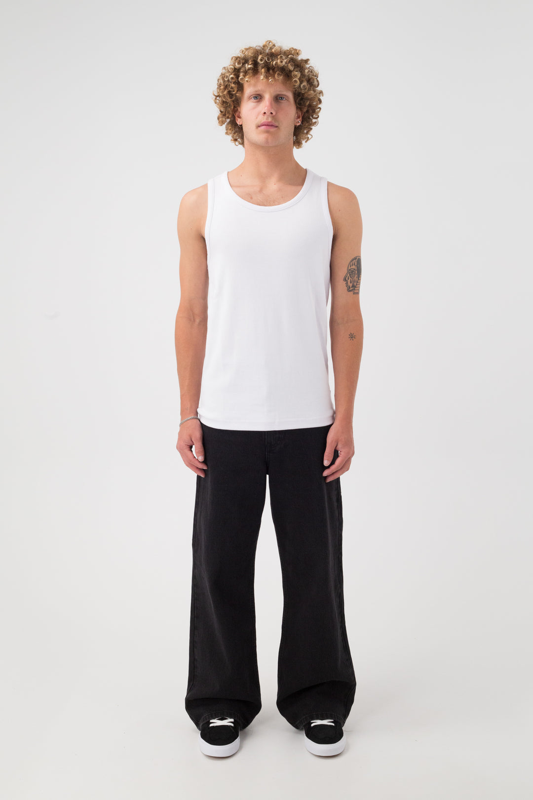Afends Paramount Recycled Rib Singlet White